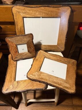 Pottery Barn Rustic Natural Wood Photo Frame’s Set of 4